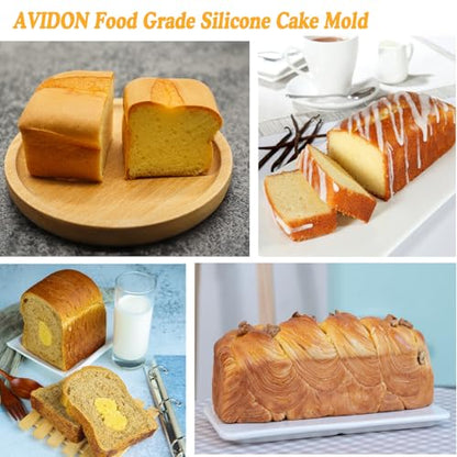 AVIDON Silicone Baking Pans Sets - Nonstick Bakeware Set with Loaf Pan, Muffin Pan, Square/Round Cake Pan, silicone baking molds for baking cakes, loaf, bread (7.5inch loaf pan x 4 packs)
