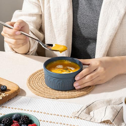DAFUCERAMIC Ramekins 8 Oz Oven Safe, Ceramic Creme Brulee Souffle Dishes, Pudding Custard Cups Ramekin For Baking, Small Dipping Sauce Bowls, Set of 6, Microwave and Dishwasher Safe (Assorted Neutrals)