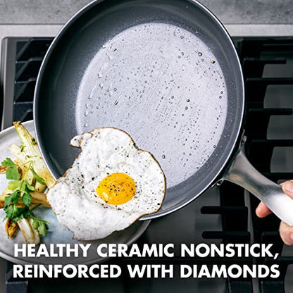 GreenPan Canterbury 10 Piece Cookware Pot and Pans Set, Hard Anodized PFAS-Free Healthy Ceramic Nonstick, Stainless Steel Handles, Versatile Cooking Essentials, Dishwasher & Oven Safe, Clay
