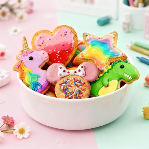 MINO ANT Stainless Steel Cookie Cutters, Mickey Unicorn Dinosaur Heart Star Cookie Cutters, Metal Biscuit Cutter Molds for Baking or Valentine's Day Christmas Holiday Party Decorations
