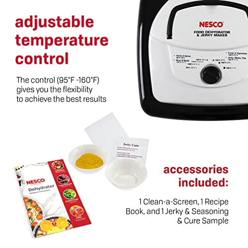 NESCO FD‑80A Square Food Dehydrator for Snacks, Fruit, Beef Jerky, 4‑Tray White Electric Dehydrator with Even Heat Drying