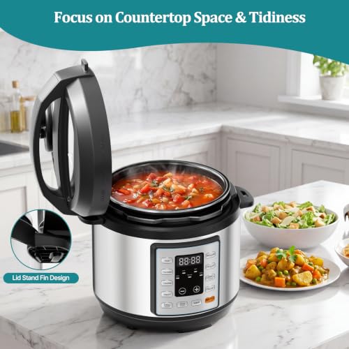 OLIXIS 10-In-1 Electric Pressure Cooker, 3 Quart Multi Cooker for Rice, Stew and Steam, Small Programmable Stainless Steel Pot with Slow Cook Function and Ceramic Inner Pot