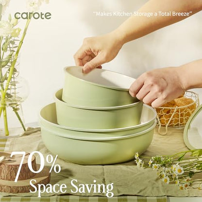 CAROTE 25-Piece Ceramic Cookware Set, Nonstick Pots and Pans Set with Detachable Handle, Non-Toxic Kitchen Cooking Set, Dishwasher & Oven Safe, Induction Compatible, PFAS Free