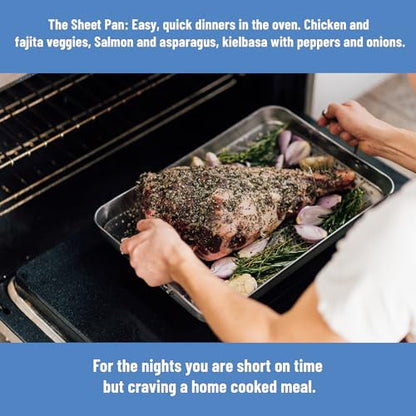 Misen Stainless Steel Roasting Pan with Handles - Versatile 5-Ply Design, Easy Grip Handles, Multi-Functional Cooking, Ideal for Baking, Searing, & Roasting, Superior Heat Conduction, Premium - 13"