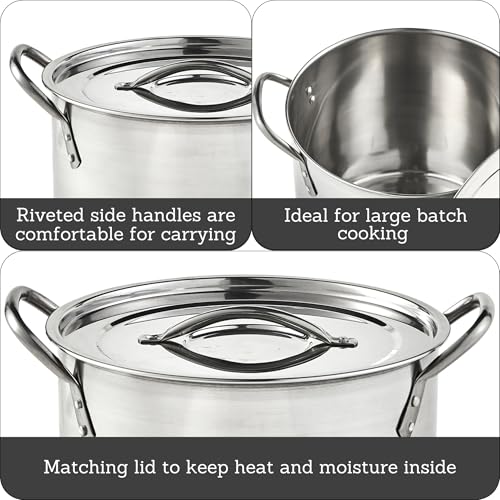 IMUSA USA Stainless Steel Stock Pot with Lid 12-Quart, Silver