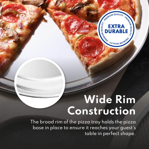 New Star Foodservice Restaurant-Grade Aluminum Pizza Pan/Tray, Wide Rim, 16 Inch, Pack of 6