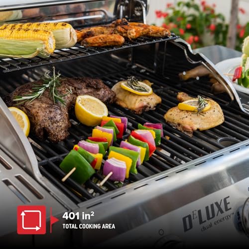 Nexgrill Deluxe 2-Burner Gas Grill with 401 SQ In Grate, 28000 BTUs, Stainless Steel Control Panel & Foldable Side Table, Propane BBQ Grill for Outdoor Cooking, Patios, Backyards and More - 720-0864RA