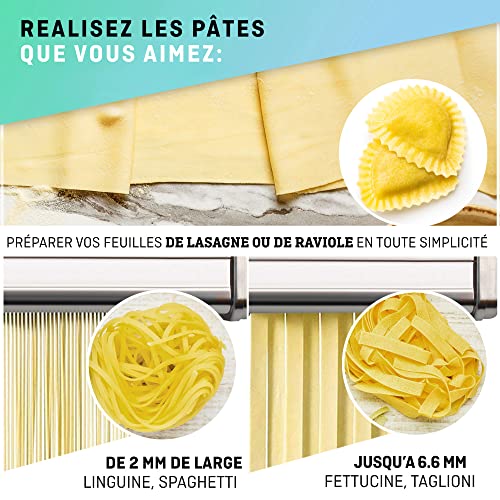 Manual Pasta Maker with Dryer - Multi-Pasta Stainless Steel Italian Flat Dough Machine with Adjustable Setting, Sharp Cutter, and Hand Crank - Fresh Homemade Noodles, Spaghetti, Lasagne | By VeoHome…