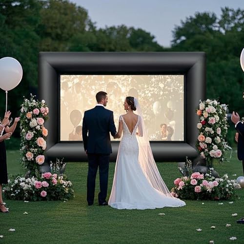 Sewinfla 14Ft Outdoor Inflatable Movie Projector Screen with Built-in Fan Supports Front and Rear Projection, Blow Up Movie Screen for Party, Easy to Set Up