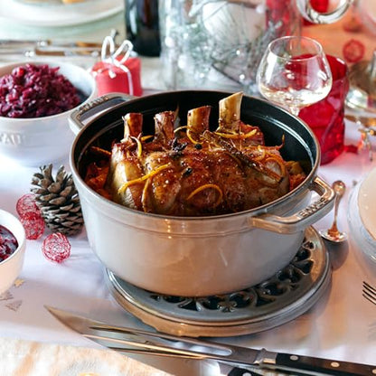 Staub Cast Iron 7-qt Round Cocotte - Graphite Grey
