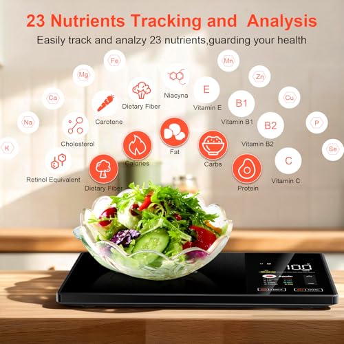 Smart Kitchen Food Scale with Nutritional Calculator, Calories, Fat, Carbs & Protein Tracker, Digital Kitchen Scale for 9999+ Foods, Healthy Diet, Food Preload, Personal Goals, Free App, 11 lb-01