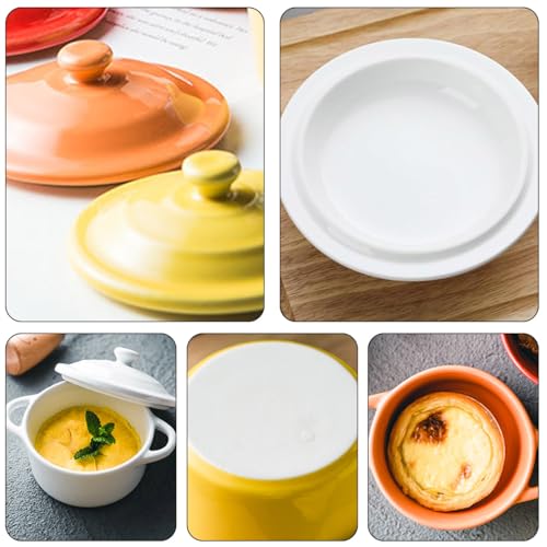 Odowalker 6 Pack Mini Cocotte with Lids, 8 OZ Ceramic Ramekins with Lid and Handles, Round Small Casserole Dishes, Small Baking Individual Serving Pot for Lasagna, Souffle, Soup, Oven Safe, 6 Colors