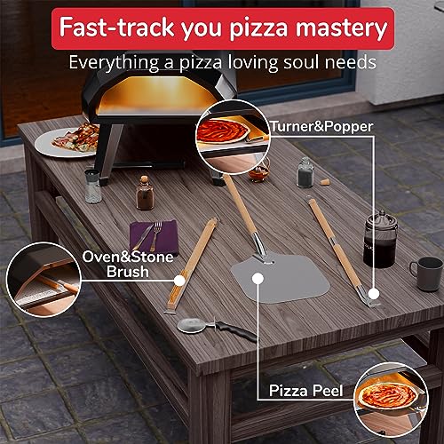 Senwosa Premium Pizza Oven Accessories Kit - 6-Piece Set for Home Pizza Making: Includes Pizza Peel, Oven Brush, Bubble Popper Turner, Rocker Cutter, Dough Roller & Scraper
