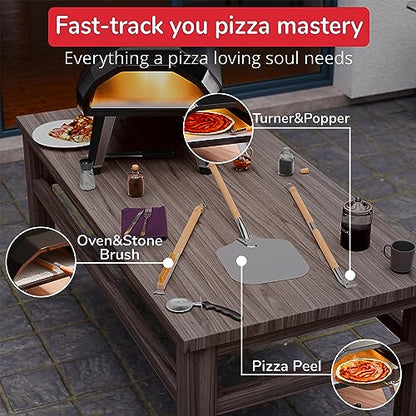 Senwosa Premium Pizza Oven Accessories Kit - 6-Piece Set for Home Pizza Making: Includes Pizza Peel, Oven Brush, Bubble Popper Turner, Rocker Cutter, Dough Roller & Scraper
