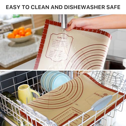 26x16 Inch Extra Thick Silicone Baking Mat with Measurements, Non-slip and Reusable - For Cookies, Bread, Pastry