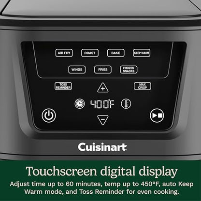 Cuisinart CompactMax 8-Quart Basket Air Fryer for Large Family Meals, Compact Ceramic Countertop Fits a 4.5-lb Chicken, 4-in-1 Air Fry, Roast, Bake & Keep Warm, Easy-Clean Dishwasher-Safe, AIR-210