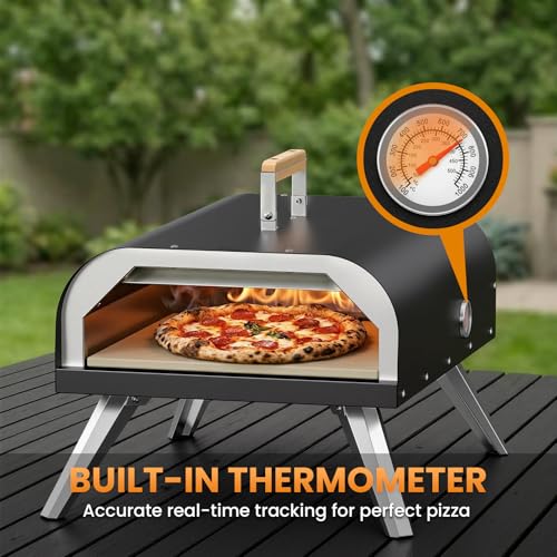 WOOCIT Pizza Oven Outdoor 12" Multi-Fuel – Wood Fire & Propane Pizza Oven (Burner Sold Separately), Outdoor Pizza Oven Reaches 720°F with Pizza Stone & Peel, Portable for Backyard, Camping, Tailgating