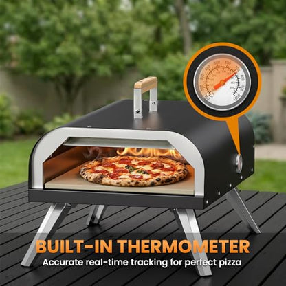 WOOCIT Pizza Oven Outdoor 12" Multi-Fuel – Wood Fire & Propane Pizza Oven (Burner Sold Separately), Outdoor Pizza Oven Reaches 720°F with Pizza Stone & Peel, Portable for Backyard, Camping, Tailgating