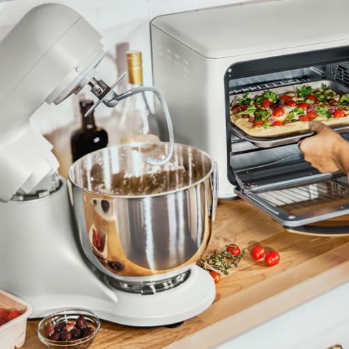 IT'S BRAZILIAN Beautiful 5.3 Qt Stand Mixer, White Icing with Flat Beater, Dough Hook, Balloon Whisk