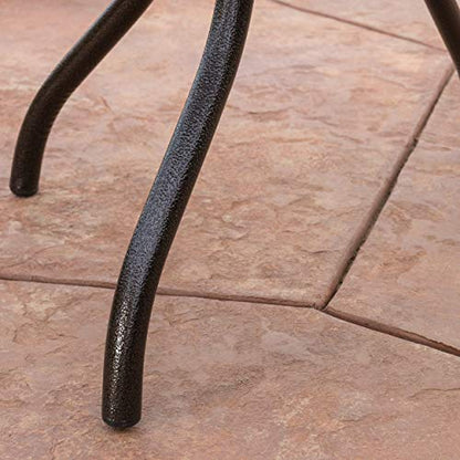 Christopher Knight Home Hallandale Outdoor Cast Aluminum Dining Set for Patio or Deck, 5-Pcs Set, Hammered Bronze
