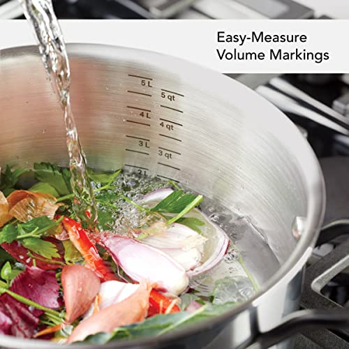 KitchenAid 5-Ply Clad Polished Stainless Steel Stock Pot/Stockpot with Lid, 6 Quart - Stainless Steel