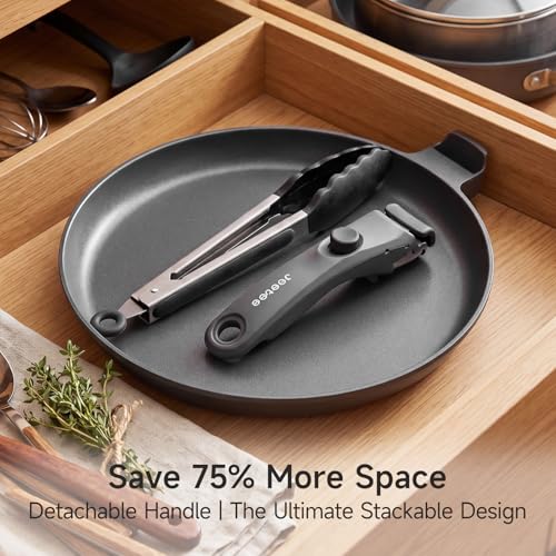 JEETEE Nonstick Crepe Pan with Detachable Handle, 11" Titanium Pancake Pan