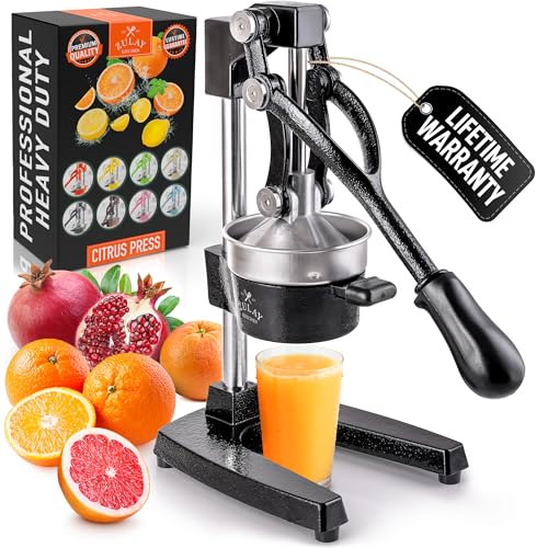 Zulay Kitchen Cast Iron Juicer - Heavy Duty Manual Juicer with Detachable Strainers for Easy Cleaning, Orange Juice Press for Citrus Fruits, Perfect for Bartenders, Juice Lovers & Health Enthusiasts