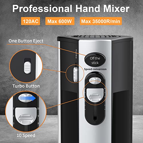 600W Powerful Hand Mixer Electric 10 Speed Powerful with Turbo