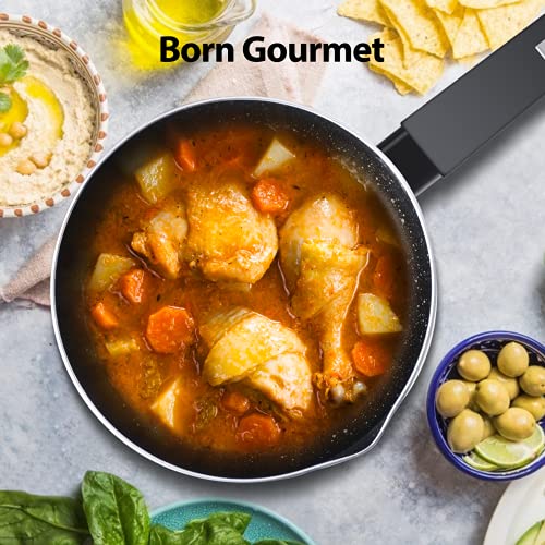 KOCH SYSTEME CS 3 Quart Saucepan - 3 Quart Pot with Nonstick Granite Coatings, 4.4" Deep Sauce Pan with Lid, Heating, Nonstick Saucepan Comfortable Handle, Sauce Pot 3 QT