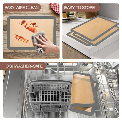 XSSDPDC Silicone Baking Mat 3 Pack, Non-Stick Food Safe Reusable Baking Sheets, 2 Medium & 1 Small Sizes for Cookies Macarons Bread, (Gray)