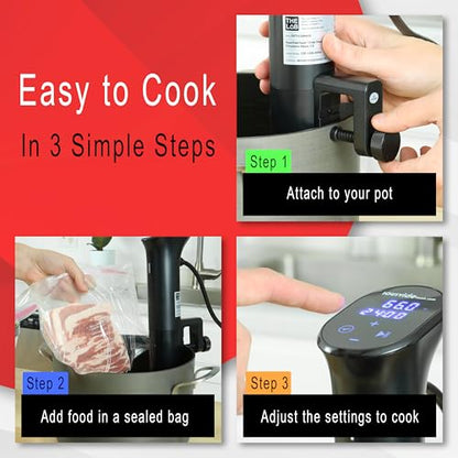 The Lab Made iVide 2.0 Sous Vide Cooker, 1200W WiFi Immersion Circulator, 0.1° Precision, Up to 30L Water Bath