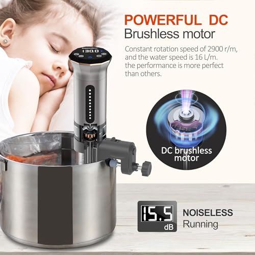 KitchenBoss Sous Vide Cooker Machine: Ultra-quiet 1100 Watts Sous Vide Precision Cooker IPX7 Waterproof Stainless Steel, Suvee Cooker Immersion Circulator Accurate Temp Digital LED Touch Screen G300S