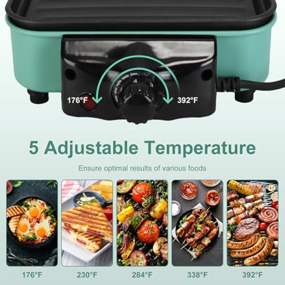 Electric Indoor Grill Smokeless, 1500W 2-in-1 Korean BBQ & Raclette Table Grill with Non-Stick Removable Plates, 5-Temp Control, Dishwasher Safe, Portable Indoor Grills for Kitchen & Family