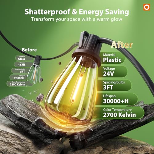 addlon 198FT(192+6) Solar String Lights Outdoor Waterproof, 60+4 LED Bulbs, Shatterproof Patio Lights with Remote, Dimmable & Timing, Hanging Lights for Garden Backyard Party Wedding Camping Decor