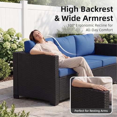 LazySunsets 10-Piece Outdoor Patio Furniture Set, Navy Blue
