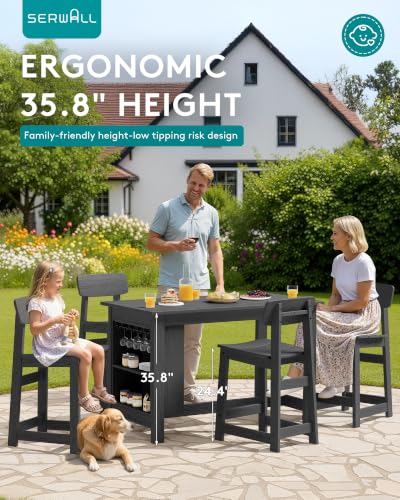 SERWALL 10-Piece Outdoor HDPE Counter-Height Bar Dining Set for 8, Gray