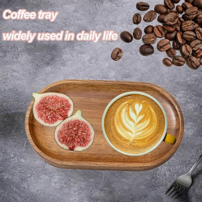 LIFTATAPA Small Wooden Tray, Oval Wood Serving Trays, Acacia Wood Platter for Coffee Tables, Dessert, Snack, Fruit, Bathroom Tray Charcuterie Board for Home Decor (S)
