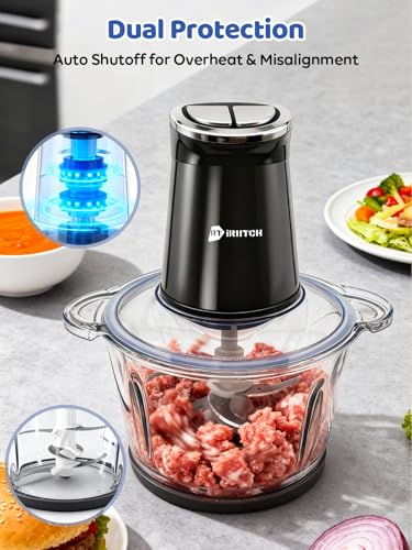 IRIITCH Food Processor with LED Timer, 800W Electric Chopper