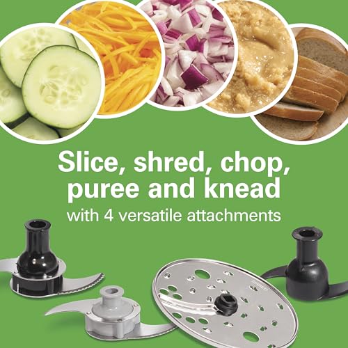 Hamilton Beach Stack & Snap Food Processor and Vegetable Chopper, Stainless Steel Blades, 14 Cup + 4-Cup Mini Bowls, 3-Speed 500 Watt Motor, Black (70585)