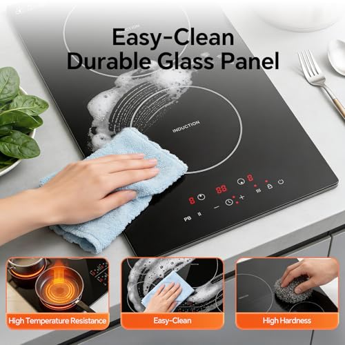 Ranein 12 Inch 2 Burner Induction Cooktop, 1800W, 120V