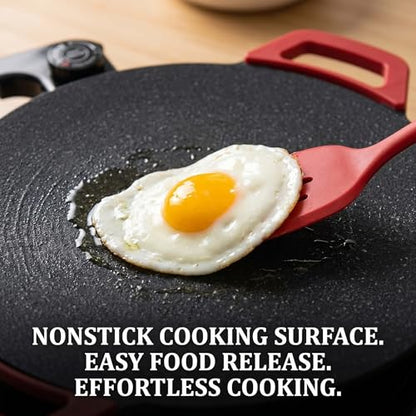 Electric Indoor Grill Nonstick, 14” Round Electric Griddle with Adjustable Temperature Control,for Pan Searing Steaks, Breakfast, BBQ & Family Meals, Bonus Spatula,Oil Brush & Food Tongs