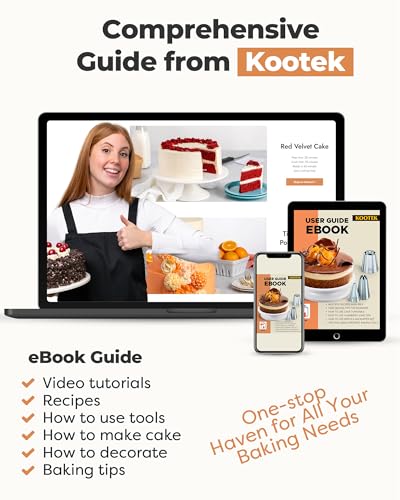 Kootek 71PCs Cake Decorating Kit, Baking Supplies Tools - Includes Cake Stand Turntable, 12 Icing Piping Tips Set, 2 Frosting Spatulas, 3 Scrapers, 50+2 Piping Bags, Coupler, Video Tutorial, Booklet