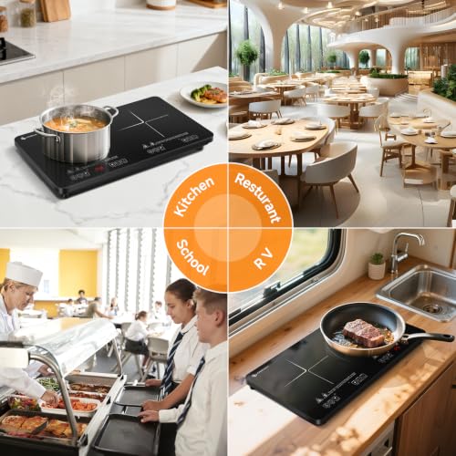 AMZCHEF Double Induction Cooktop, 1800W 2 Burner, ETL Certified