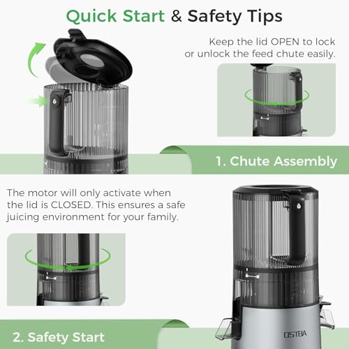 3-in-1 Cold Press Juicer, OSTBA 600W Slow Masticating Juicer with 6" Extra Large Feed Chute for Whole Fruits & Vegetables, Juicer, Nut Milk Maker & Sorbet Machine, Easy to Clean