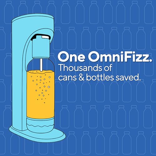 Drinkmate OmniFizz Sparkling Water Maker & Soda Streaming Machine | Carbonates Any Drink | PREMIUM KIT | Includes Four 60L CO2 Cartridges + One BPA-Free Bottle (Arctic Blue)