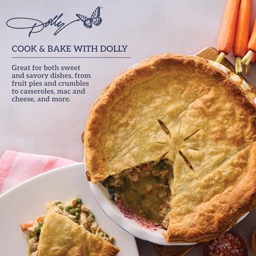Dolly Parton Pie Dish Durable Stoneware, Even Heat Distribution, Perfect for Sweet and Savory Baking, 10.08 x 10.24 x 2.4 Inch