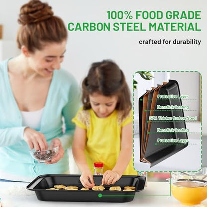 Zapstarz 5 Pieces Baking Pans Set, Nonstick Baking Sheet Tray Oven Pans Bakeware Set, Baking Supplies with Round/Square Cake Pan, Muffin Pan, Loaf Pan, Roast Pan, Stackable Baking Sets for Cooking