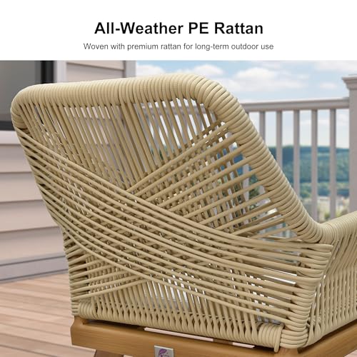 PURPLE LEAF 11 Pieces Outdoor Dining Set All-Weather PE Rattan Outdoor Patio Furniture Set with All Aluminum Frame Rectangular Table and Chairs Set for Lawn Garden Backyard Deck, Teak