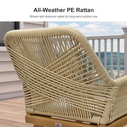 PURPLE LEAF 11 Pieces Outdoor Dining Set All-Weather PE Rattan Outdoor Patio Furniture Set with All Aluminum Frame Rectangular Table and Chairs Set for Lawn Garden Backyard Deck, Teak