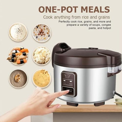 CAZACHEF 13.8 QT Large Commercial rice cooker 65 cups cooked 32 cups uncooked rice Commercial Electiric Rice Warmer for 18-28 people, with One-Touch Operation